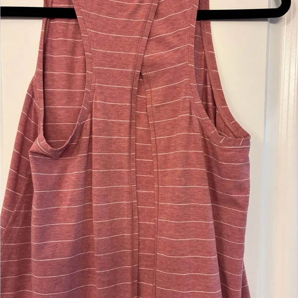 LULULEMON All Tied Up Tank Short Serve Stripe Heathered So Merlot White Size 8